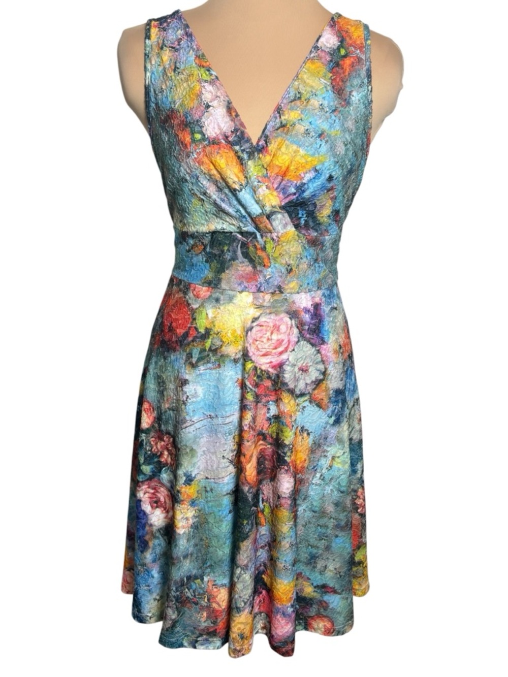 PapillonBlanc Dress Medium Sleeveless Fit & Flare Watercolor Floral Print